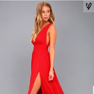NWT Lulus Heavenly Hues Red Maxi Sz L